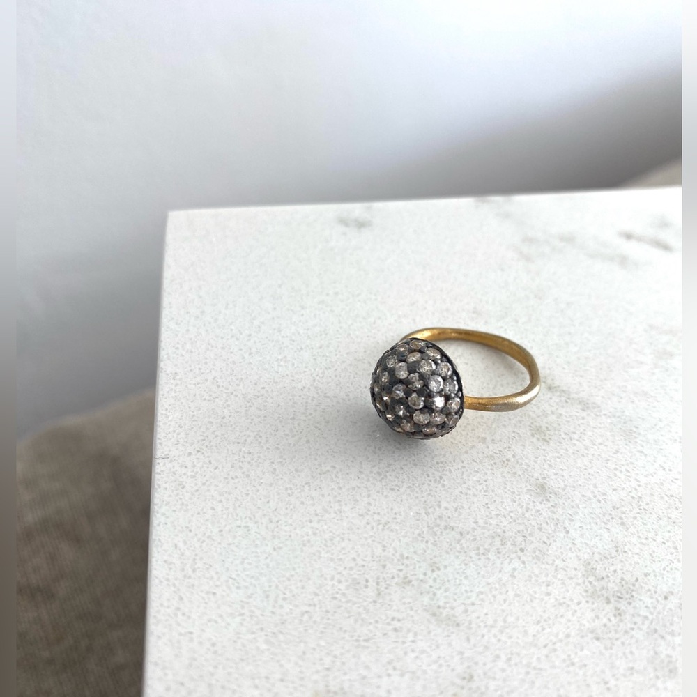 Semi-Spherical Blackened Gold Tone Ring Size 6 1/2